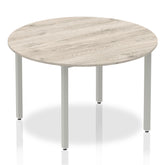 Impulse 1200mm Circle Table Grey Oak Top Silver Box Frame Leg I003258 DD